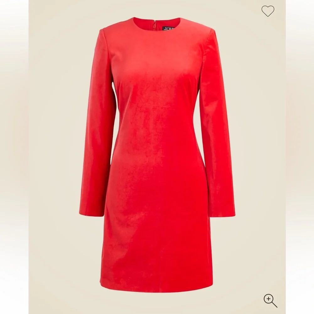 NWT J.Crew Long Sleeve Velvet Stretch Shift Dress Size 14 Ora Tessuti